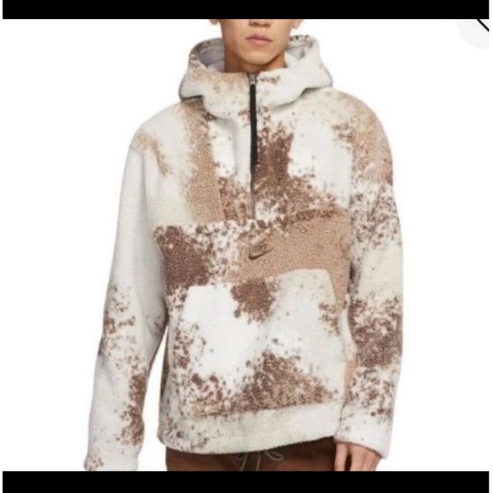 Nike Sportswear Sports Essentials half zip sherpa hoodie light bone/ironstone